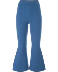 Blue Wool Flare Pants
