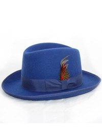 Ferrecci Godfather Blue Wool Fedora Hat