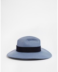 Catarzi Wide Brim Fedora Hat In Pastel Blue
