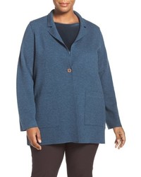 Eileen Fisher Plus Size Notch Collar Felted Merino Knit Jacket