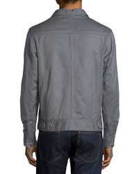 Valentino Zip Front Slim Fit Jacket Grayish Blue