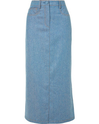 Blue Wool Midi Skirt