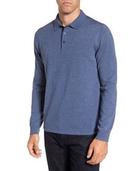 Blue Wool Polo Neck Sweater