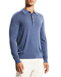 Theory Long Sleeve Wool Polo In Bering At Nordstrom
