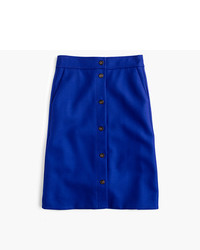 J.Crew Petite Button Front Skirt In Double Serge Wool