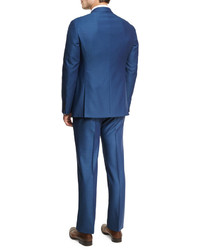 Armani Collezioni Birdseye Wool Two Piece Suit Ocean Blue
