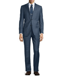 Neiman Marcus Modern Fit Wool Two Piece Shark Suit Navy