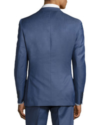 DKNY Slim Fit Solid Wool Two Piece Suit Blue