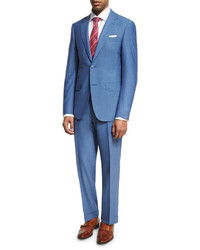 Canali Solid Wool Two Piece Suit Light Blue