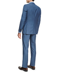 BOSS Solid Wool Two Piece Suit Light Blue Teal
