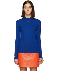 Courreges Courrges Blue Classic Ribbed Pullover