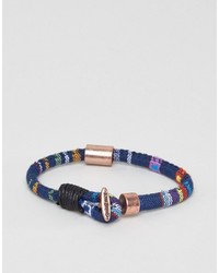 Icon Brand Geo Tribal Woven Bracelet In Blue