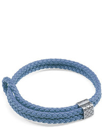 Blue Woven Leather Bracelet