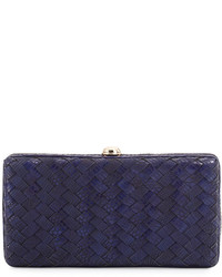 Blue Woven Leather Clutch