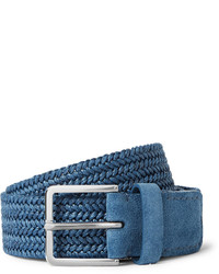 Blue Woven Suede Belt