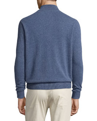 Peter Millar Artisan Cashmere Quarter Zip Sweater Blue