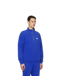 M.A. Martin Asbjorn Blue Turtleneck Half Zip Sweatshirt