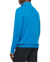Neiman Marcus Cashmere Cloud Quarter Zip Sweater Blue