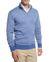 Peter Millar Cashmere Quarter Zip Pullover Sweater Blue