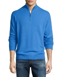 Neiman Marcus Cashmere Zip Neck Sweater Windsor