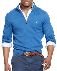 Polo Ralph Lauren Half Zip Cotton Mockneck Sweater