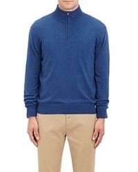 Barneys New York Half Zip Sweater Blue