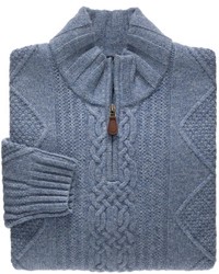 Lambswool Half Zip Cable Sweater