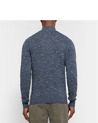 Isaia Mlange Cotton And Linen Blend Half Zip Sweater