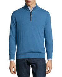 Neiman Marcus Nano Cashmere 14 Zip Pullover Blue