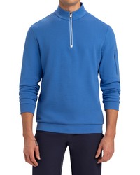 Bugatchi Quarter Zip Cotton Sweatshirt In Classic Blue At Nordstrom