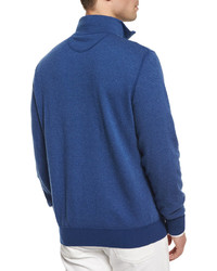 Loro Piana Roadster Half Zip Cashmere Sweater Blue