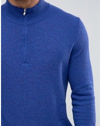 Benetton United Colors Of 100% Merino Wool Sweater With High Zip Neck