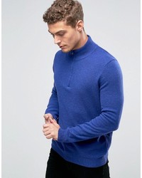 Benetton United Colors Of 100% Merino Wool Sweater With High Zip Neck