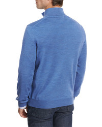 Brioni Wool Half Zip Sweater Light Blue