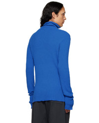 Acne Studios Blue High Neck Zippered Sweater