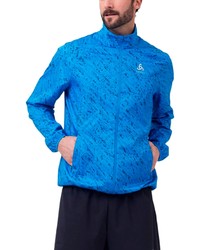 Odlo Essential Water Repellent Recycled Polyester Running Jacket In Indigo Bunting At Nordstrom