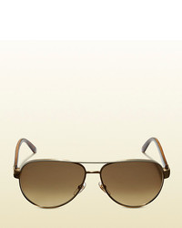 Gucci Aviator Gold Metal Sunglasses