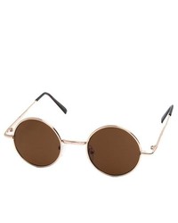 HB Gold Frame Celebrity Inspired Perfectly Round Retro Sunglasses