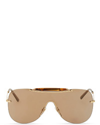Gucci Metal Shield Sunglasses With Bamboo Goldenbrown