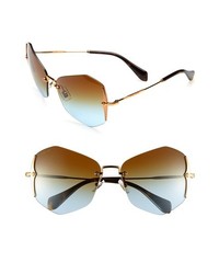 Miu Miu Rimless Retro Sunglasses Brown Blue Gold One Size