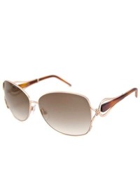 Roberto Cavalli Rc595s Iperico Gold And Brown Rectangular Sunglasses