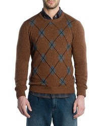 Eleventy Argyle Cashmere Crewneck Sweater