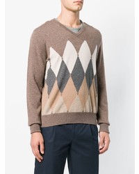 Ballantyne Argyle Knitted Vneck Sweater