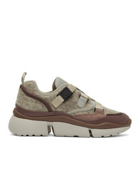Chloé Grey And Brown Sonnie Sneakers