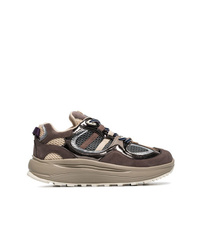 Eytys Pink Grey And Beige Turbo Suede Leather And Mesh Sneakers