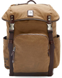 Diesel Brown Canvas Leather Backpack