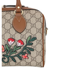Gucci Flower Patches Gg Supreme Top Handle Bag