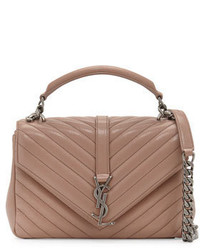 Saint Laurent Monogram Medium College Shoulder Bag Blush