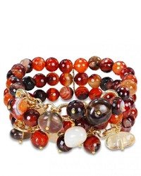 Ice 300 Ct Tgw Brown Agate Beads Goldtone Findings And Quartz Stretch Bracelet