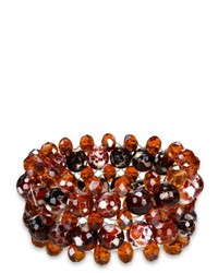 Ice 350 Ct Round Mixed Red Brown Agate And Brown Crystal Beads Elastic Bracelet